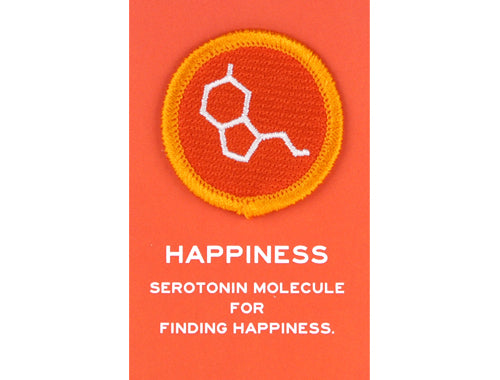 HAPPINESS Merit Badge -Serotonin molecule, for finding happiness